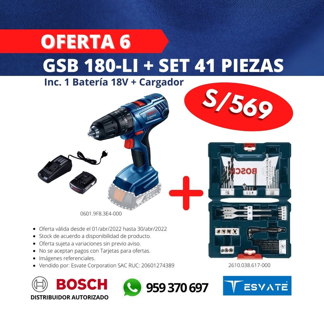 OFERTA 6: GSB 180 LI + SET 41 PIEZAS